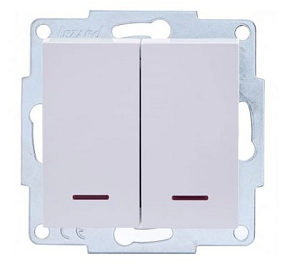 Выключатель механизм 2 кл. 10А (инд) бел (корп. ABS)   742-0288-112