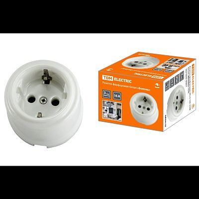 Розетка фарфоровая белая без заземления SQ1820-0004 Болонь