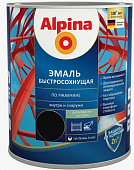 Эмаль ALPINA быстросохнущая по ржавчине RAL9005 полуматовый черный 0,75л