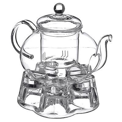 Чайник заварочный 800мл с подставкой для свечи, жаропрочное стекло