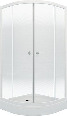 Душевое ограждение Triton Лайт 90*90 А, Градиент белый 1/4 круга, с низким поддоном (3 места+сифон D90мм) 