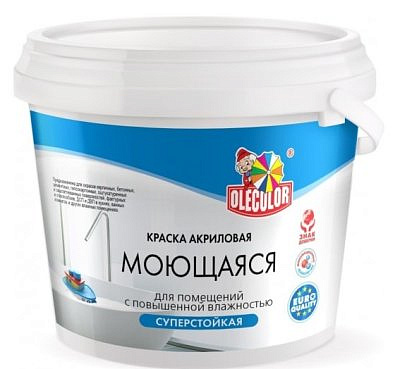 Краска ВД OLECOLOR моющаяся 1.0кг.