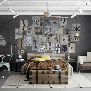Коллаж Старинная типография 1waii Typography, набор 64 постера