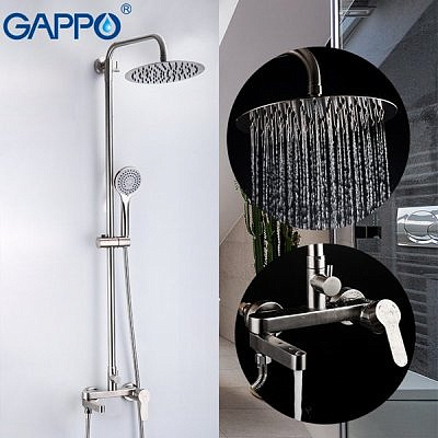 Душевая система Gappo G2499-30 с верхним душем,поворот.излив,сатин.