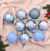 Набор шаров пластик d-8 см, 9 шт "Нерис" голубой   6531987