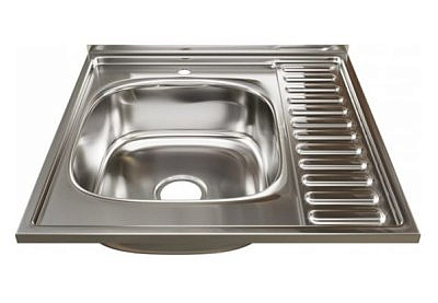 Мойка нержавеющая  600х600мм, 0,6мм, глубина 160мм,накладная, глянец левая Mixline