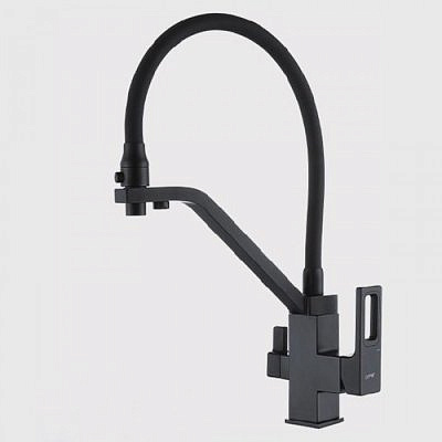 Смеситель для кухни Gappo однорычажный с подключением фильтра для воды чёрный G4317-6 