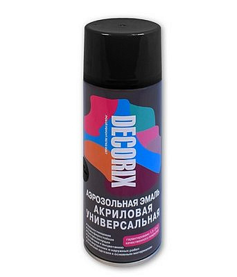 Эмаль аэрозольная DECORIX универсальная черный глянцевый 520мл 
