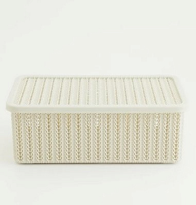Коробка Вязание 6л с крышкой белый ротанг