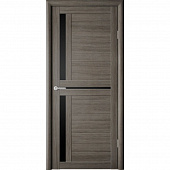 Дверь межкомнатная ALBERO Кельн Эко шпон серый кедр ПО*600 стекло черное