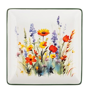 Блюдо квадратное Полевые цветы, 21х21х3см, керамика MILLIMI 824-020