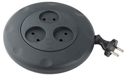 ЭРА Стайл Сетевой удлинитель рулетка ШВВП 2*075 3 розетки 3м 10А(корпус АВС пластик) черный UR-3-3 652418