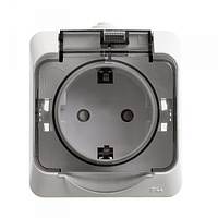 Розетка 1-м ОП 16А с/з c защитными шторками  бел IP44 SchE PA16-044B