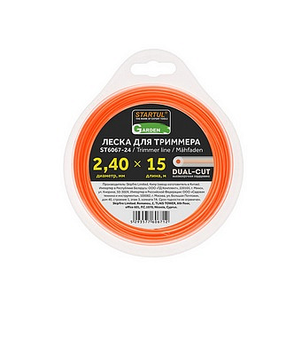Леска 2,4мм*15м круглое сечение,DUAL-CUT  STARTUL GARDEN