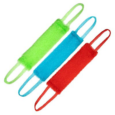 Мочалка банная с ручками эконом, ПП нить, 43х13см, полосатая