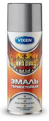Эмаль термостойкая серебристая аэрозоль 520мл VIXEN