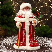 Дед Мороз "Красная шуба, с посохом" 35 см 2359014
