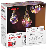 Электрогирлянда VEGAS "Ретро лампы" 1,8м, 10 ламп, пульт и блок питания, 8 режимов   222800/55133