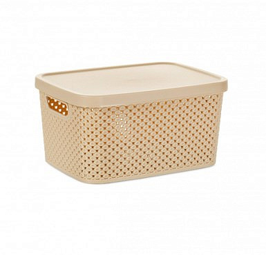 Ящик для хранения DIAMOND с крышкой 3,5л латте  HL041259L