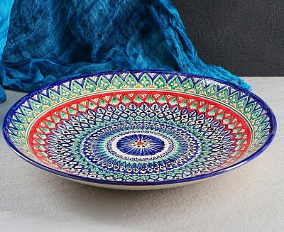 Ляган Риштанская Керамика "Узоры", 42 см, синий 1573768