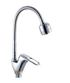 Смеситель для кухни Ростовская Мануфактура SL55-016F с высоким гибким изливом на гайке