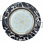 Светильник Ecola GX53-H4 5313 встраемывый , стекло , Круг с вогнутыми гранями хром-хром на черном 38х126