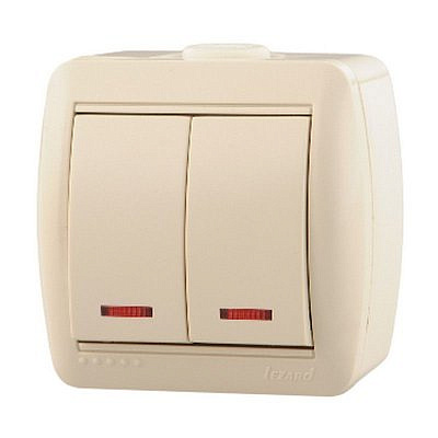 Переключатель 2 - клавиши с подсветкой кремовый 710-0300-112 о/п 