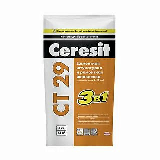 ЦЕРЕЗИТ CT 29/5кг Штукатурка цементная высокопрочная, толщина слоя 2-20 мм (4/144)