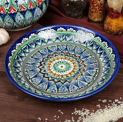 Ляган Риштанская Керамика "Узоры" 25см синий микс  2741369