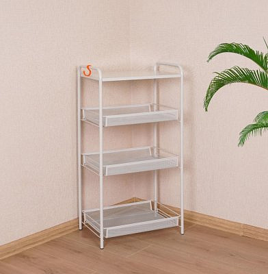 Этажерка "Ладья 34С" 3 корзины+полка 300*450*840 серая  Э 558 С