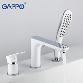 Смеситель для ванны Gappo врезной на 3 отверствия белый хром G1148 