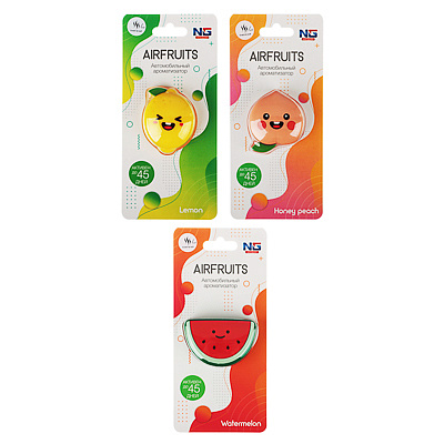 Ароматизатор на дефлектор NEW GALAXY Airfruits лимон персик арбуз 794-620