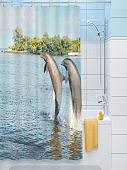 Шторка для ванн тканевая "Веселые дельфины" MZ-112 180х200см