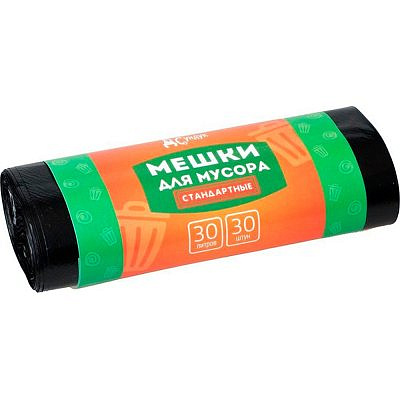 Домашний сундук Мешки для мусора Стандарт 30л 30шт черные ДС 146, 7мкм