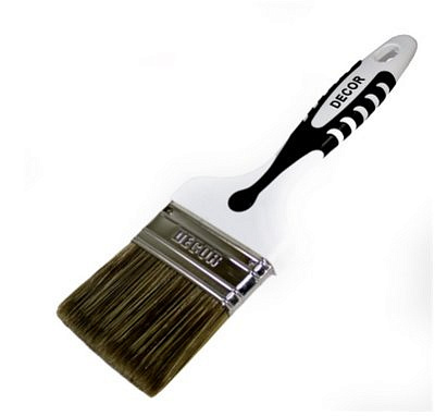 Кисть DECOR "Black White" для лака 50х15мм темная щетина, 2К ручка 830-050