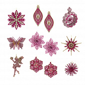 СНОУ БУМ Премиум Подвеска "Пряный глинтвейн" 10-22см, пластик глиттер, 9 дизайнов, пурпур, розвый, золотой 397-296