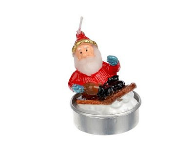 Свеча чайная в виде Деда Мороза, 6,3см, парафин,СНОУ БУМ