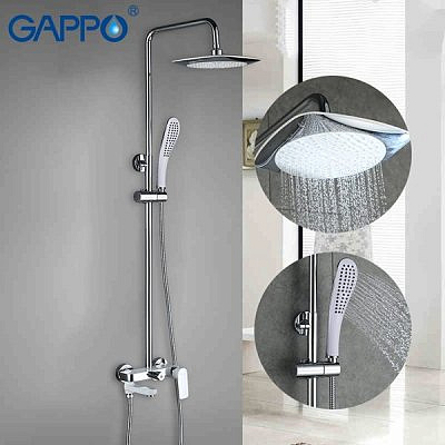 Душевая система Gappo G2448 с верхним душем,излив,белый/хром.