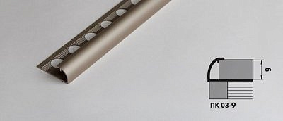 Профиль окантовочный для плитки до 9 мм шампань люкс (ПК 03-9.2700.242л)