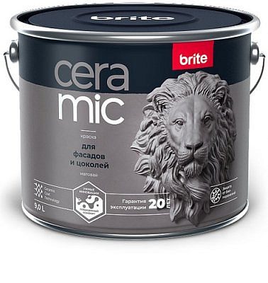 Краска в/д BRITE CERAMIC для фасадов и цоколей База А, 9л