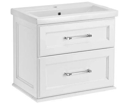 Подстолье АСБ Венеция 70 белый патина серебро с раковиной Фостер 70