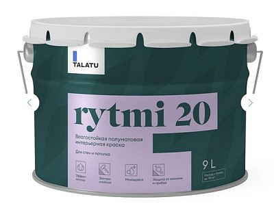 Краска в/д TALATU "RYTMI 20" для стен и потолков влагостойкая База А 0,9л
