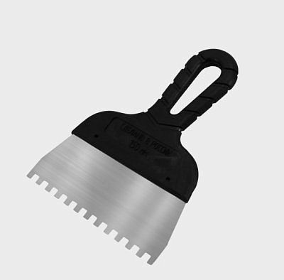 Шпатель DECOR зуб 10*10мм 300мм нержавеющая сталь, пластиковая черная ручка 311-4300