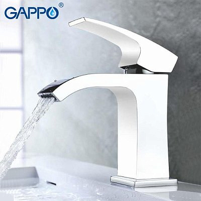 Смеситель для раковины Gappo G1007-18 высокий. белый/хром, Ф35 гайка