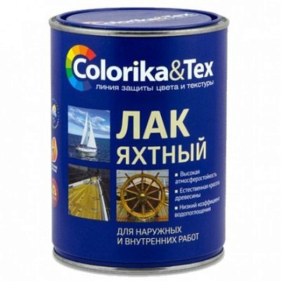 Лак Colorika&Tex яхтный для наруж.и внутр.работ,полуматовый 0,8л