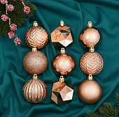 Набор шаров пластик d-6 см, 26 шт "Изабель" грани, золото   9510600