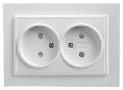 Розетка 703-0225-128  2ная без/з керамика белая/хром 