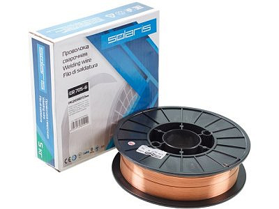 Проволока сварочная омедненная Solaris ER 70S-6 0,8мм катушка 5 кг 