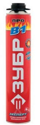 Монтажная пена ЗУБР"ЭКСПЕРТ"ПРОФИ В1 Огнестойкая для пистолета 750мл