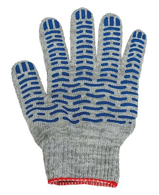 ALOE Перчатки х/б серые с ПВХ волна